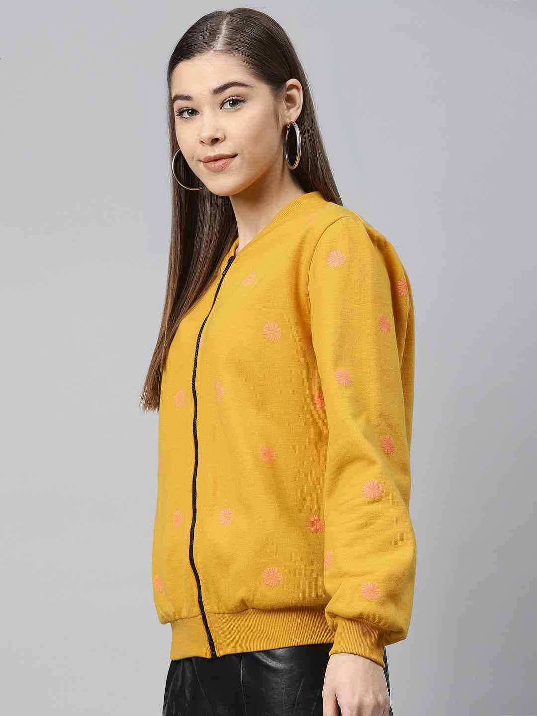Scoup Front open Printed Fleece Jacket