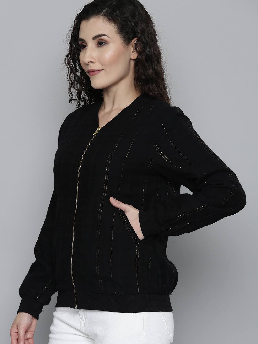 Scoup Textured Cotton Bomber Jacket
