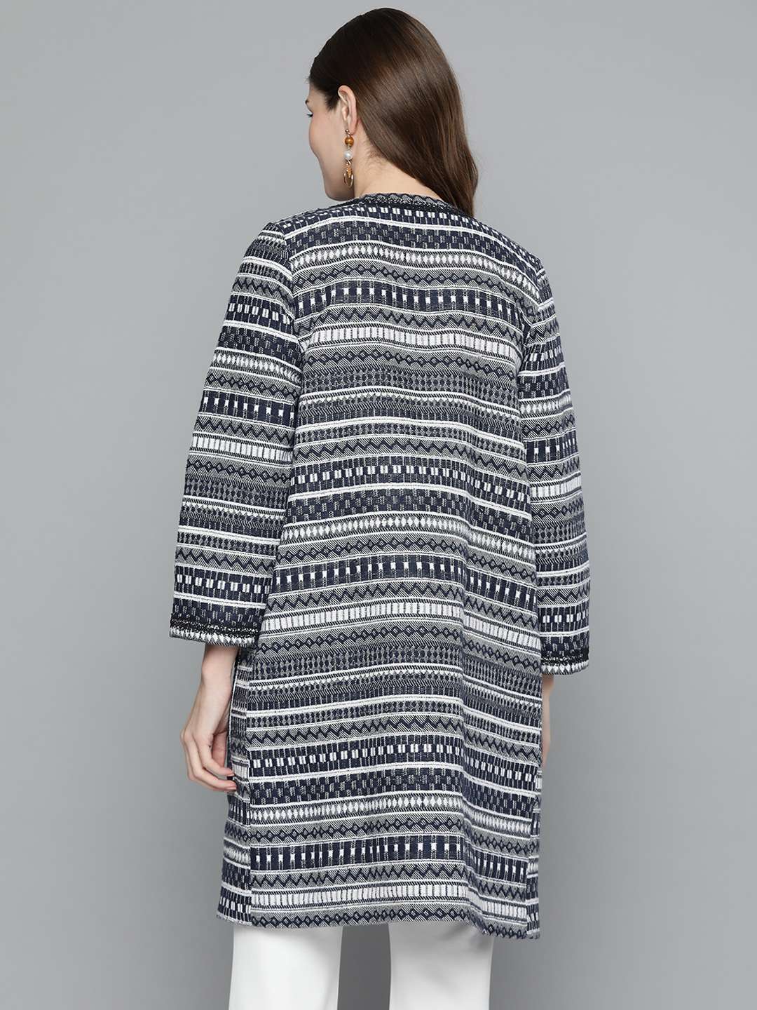 Cotton Jacquard Mid Length Over Coat