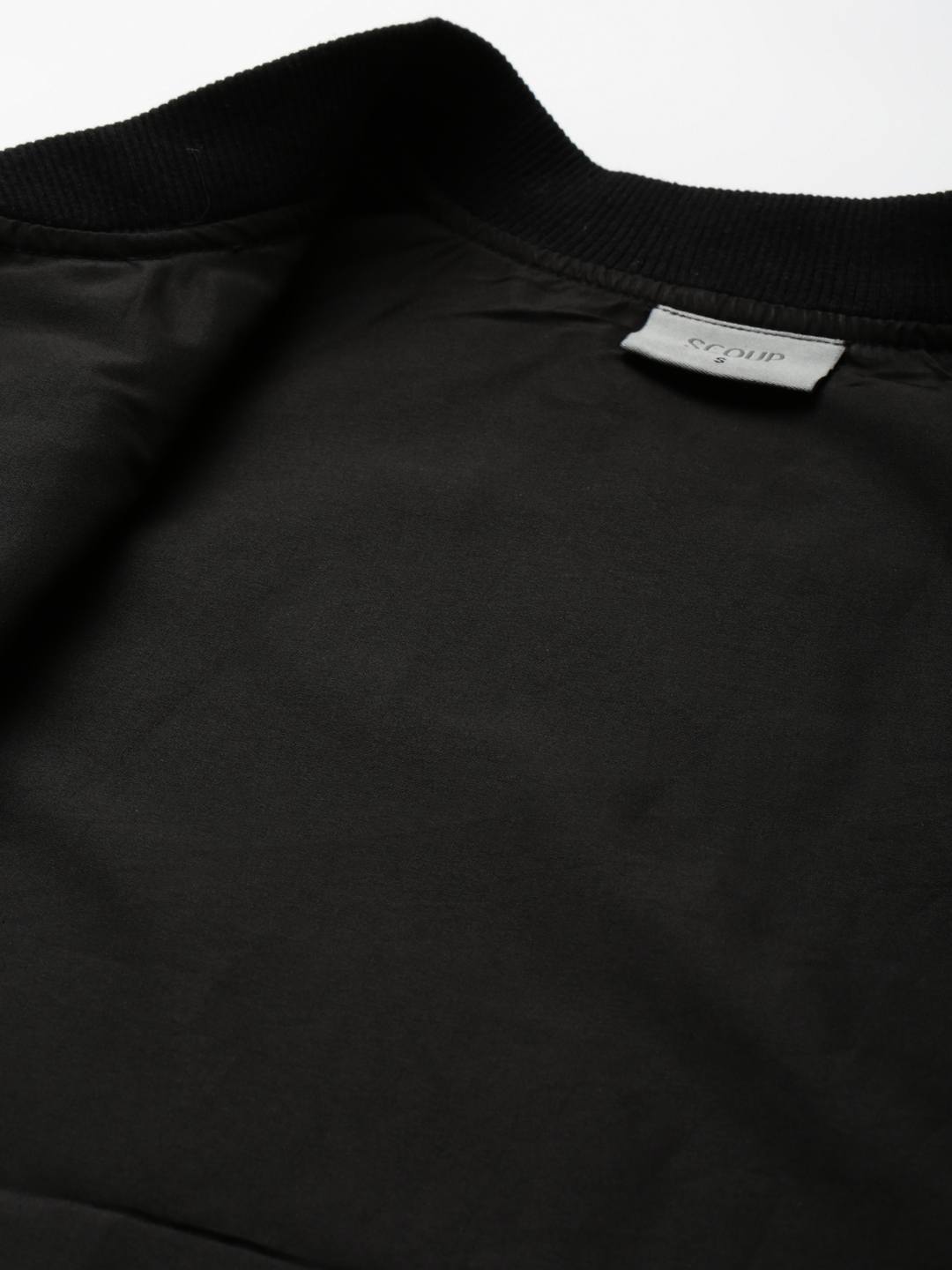 Black Embroidered Bomber Jacket