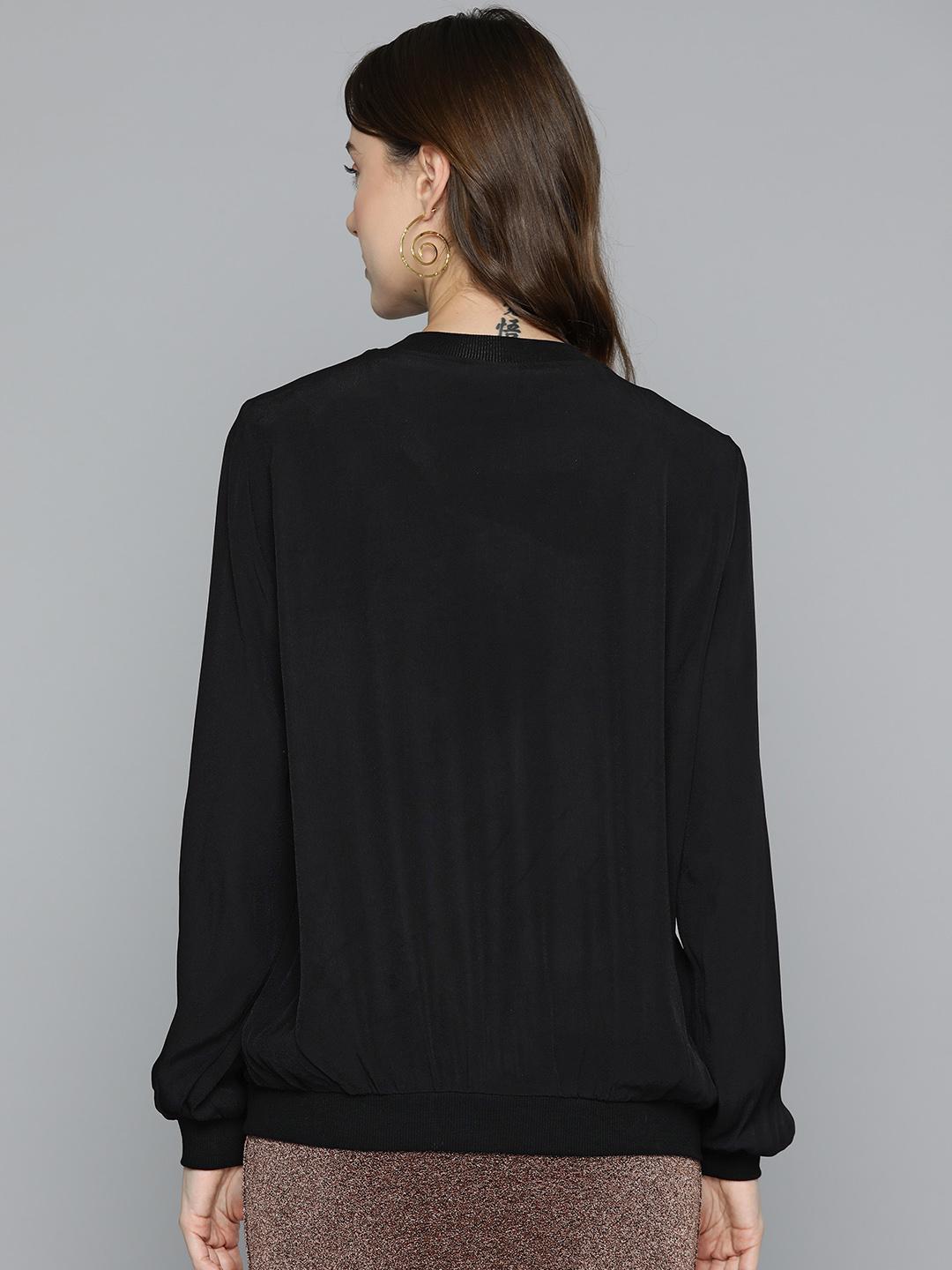 Black Dori Embroidered Bomber Jacket