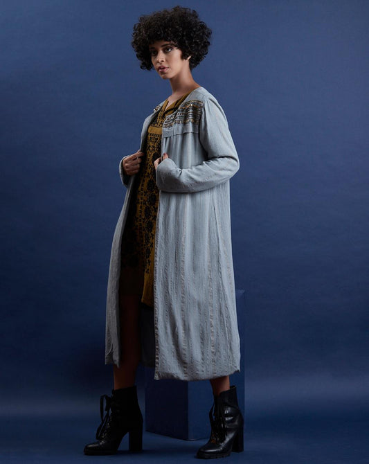 Scoup Front Open Viscose lurex Embellishment Long Shrug