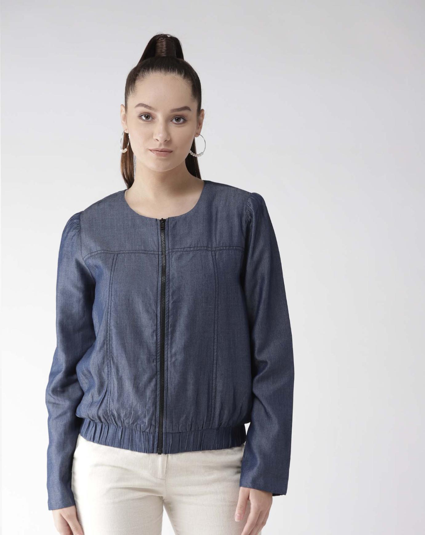 Chambray Jacket with front zipper & Pockets
