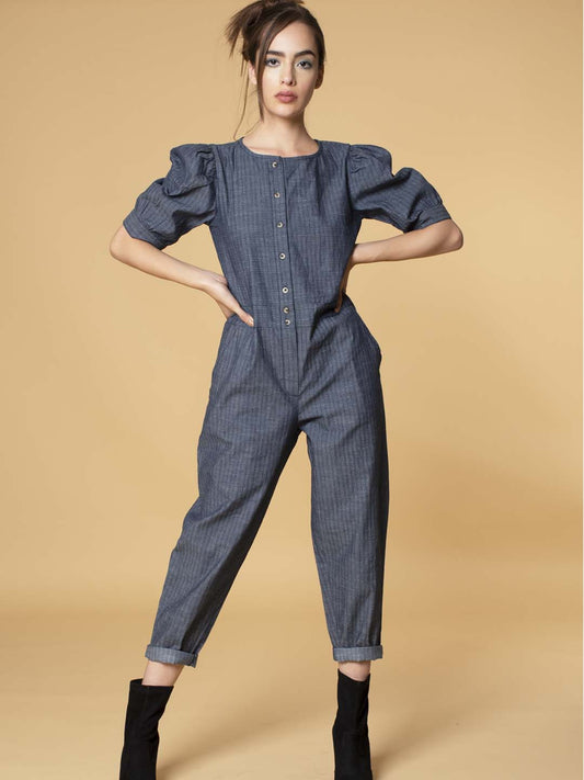 Scoup Textured Denim Jumpsuit