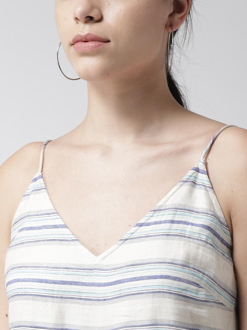 Scoup Linen Striped Strappy Jumpsuit