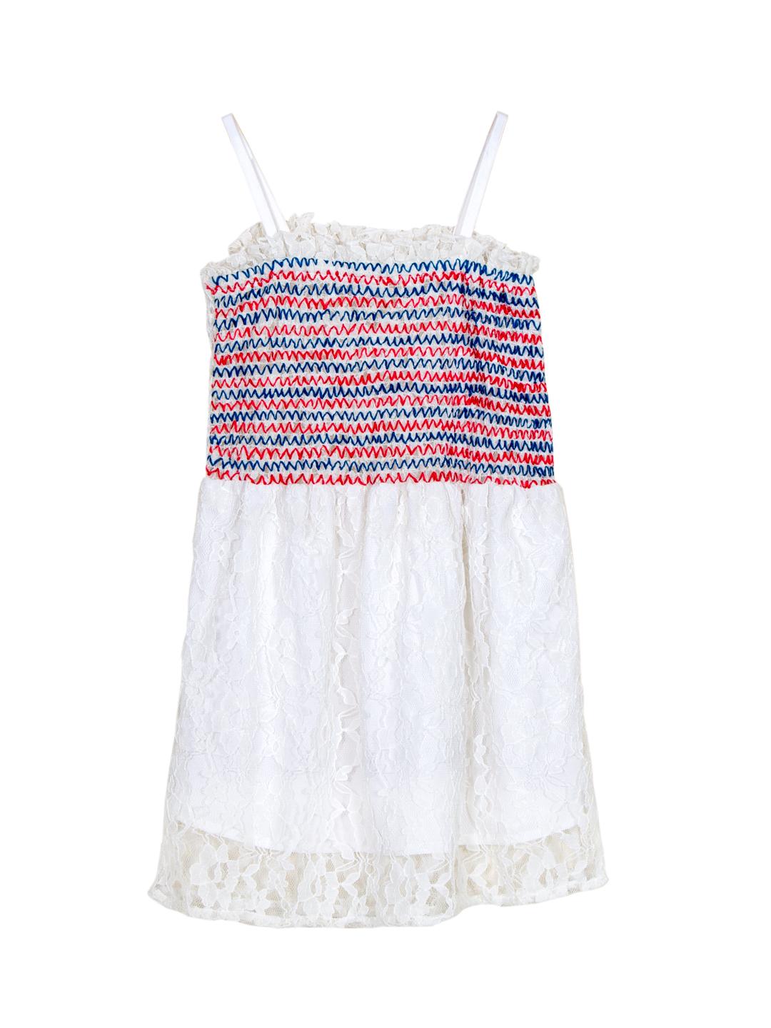 Scoup Multicolor Embroidered Strappy Lace Dress