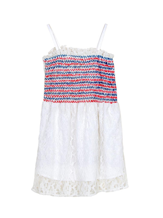 Scoup Multicolor Embroidered Strappy Lace Dress