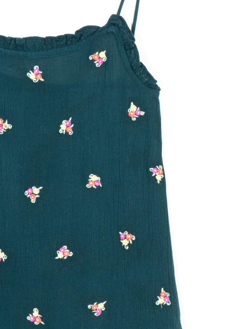 Embroidered Viscose dress with Criss-Cross Back