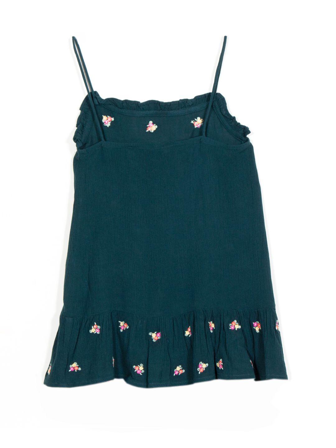 Embroidered Viscose dress with Criss-Cross Back