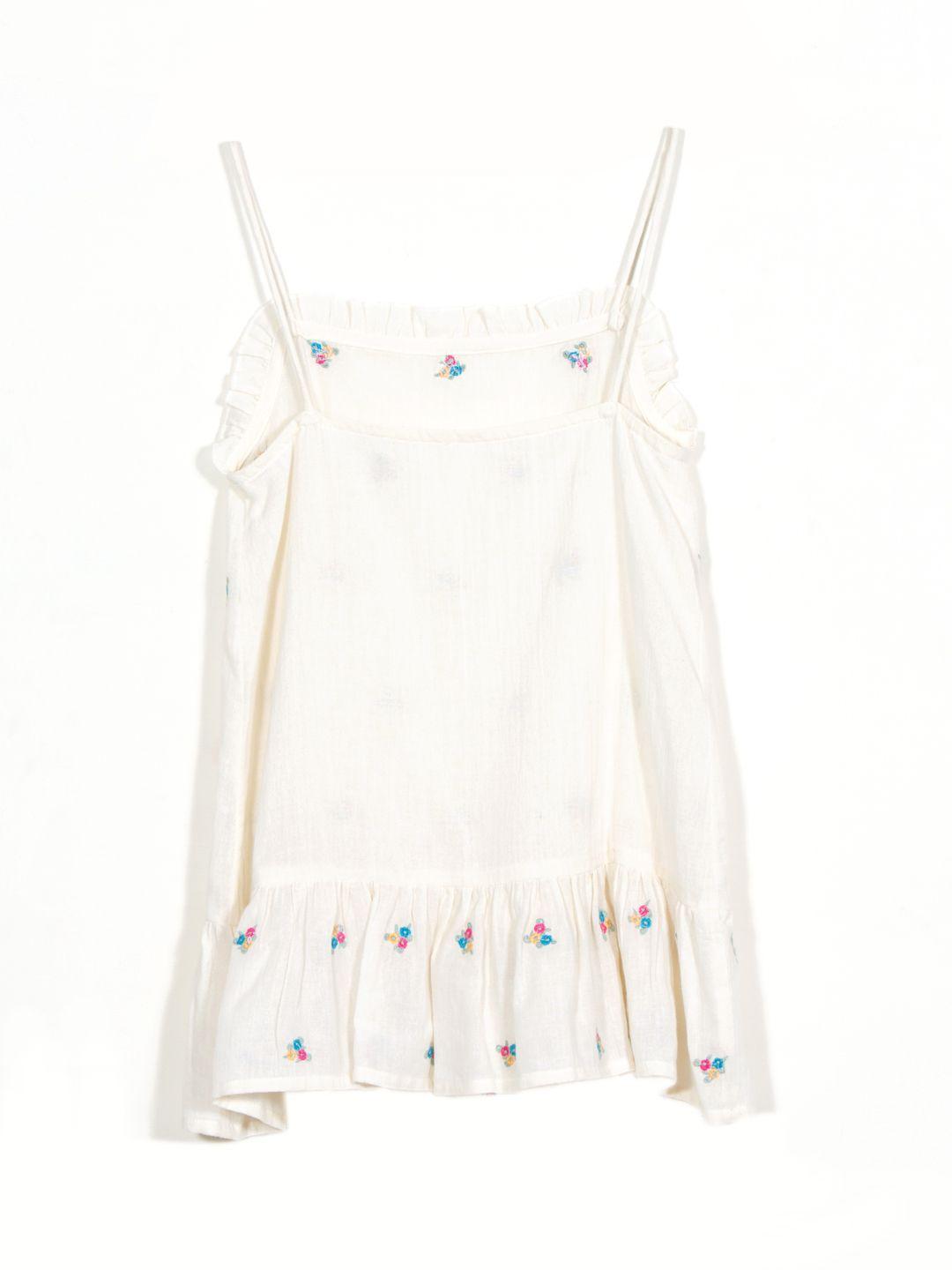 Scoup Embroidered Smocked Strappy Dress