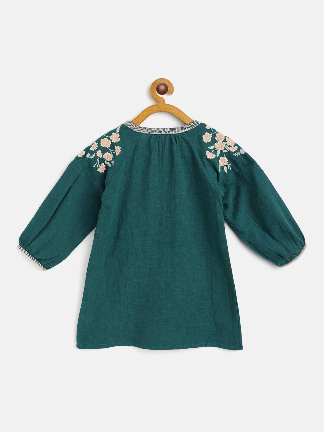 Scoup Green Embroidered boho dress