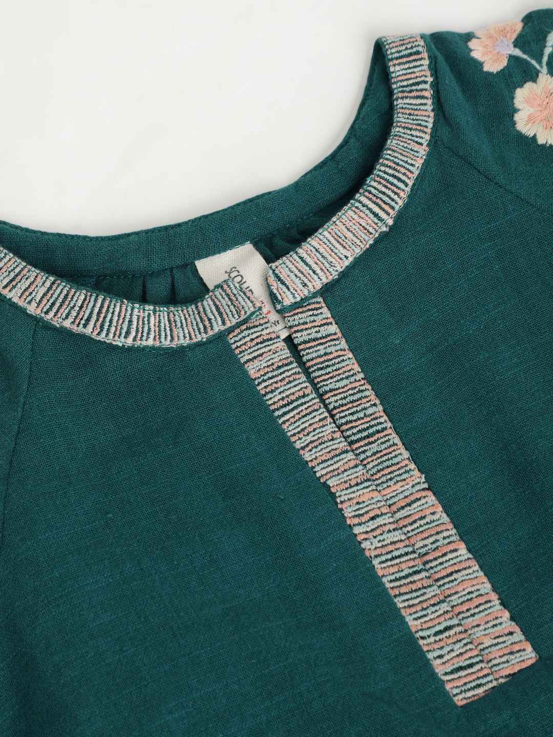Scoup Green Embroidered boho dress
