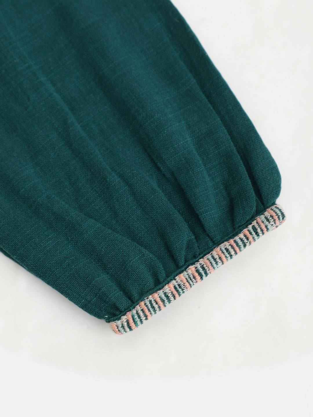 Scoup Green Embroidered boho dress