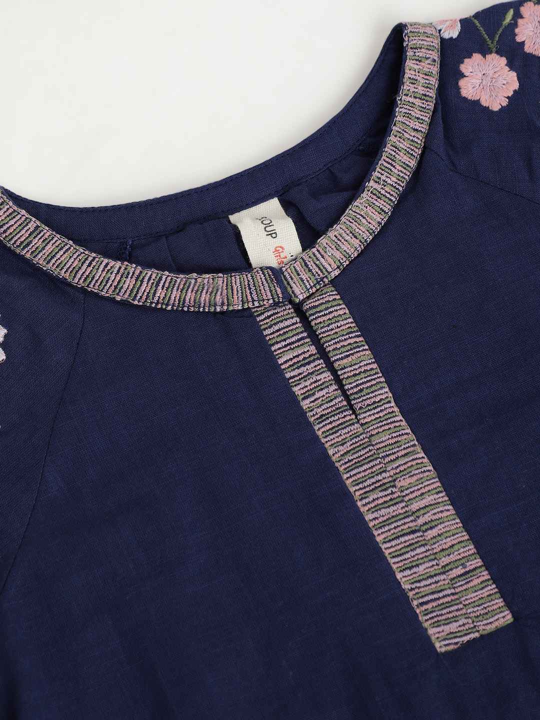 Scoup Navy blue Embroidered boho dress