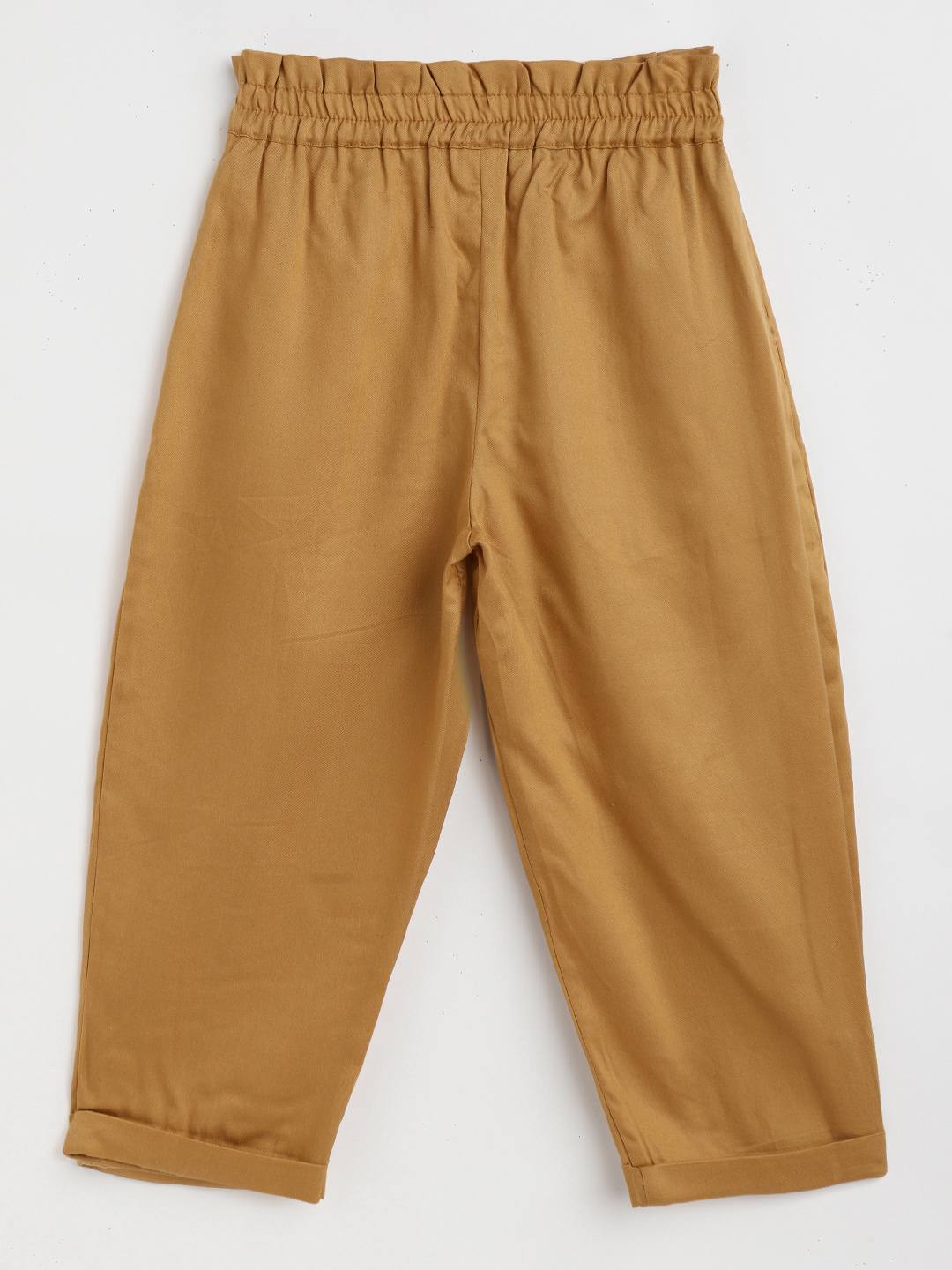 Scoup Mustard Viscose twill Trouser with waist frill & side pockets