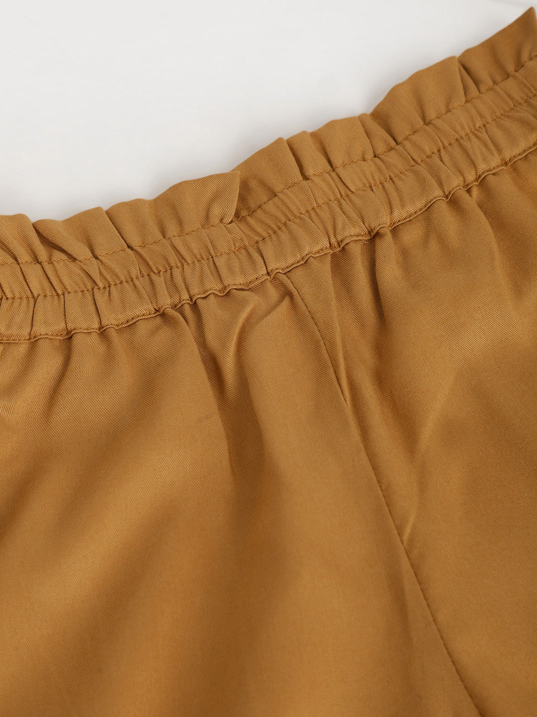 Scoup Mustard Viscose twill Trouser with waist frill & side pockets