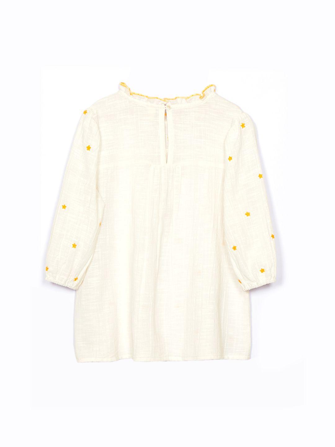 Cotton slub all over embroidered top
