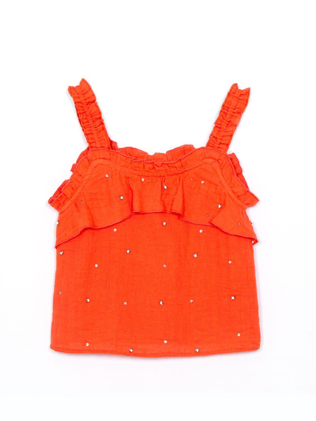Scoup Cotton Embellished Cami top with frill detail