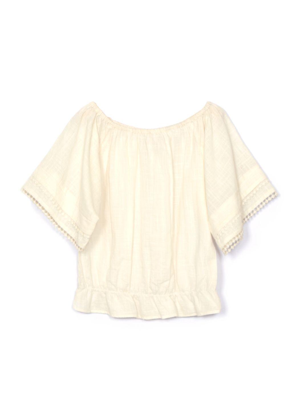 Cotton Gauze Off-Shoulder Top with lace detail