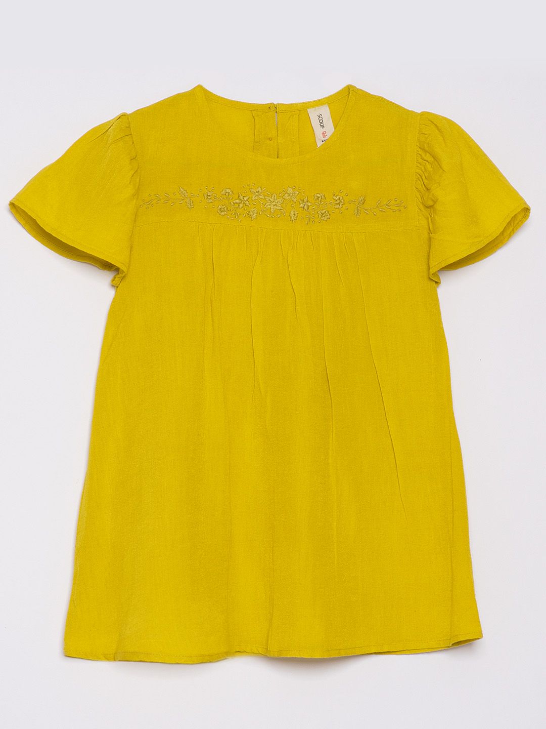 Scoup Yoke Embroidered yellow top