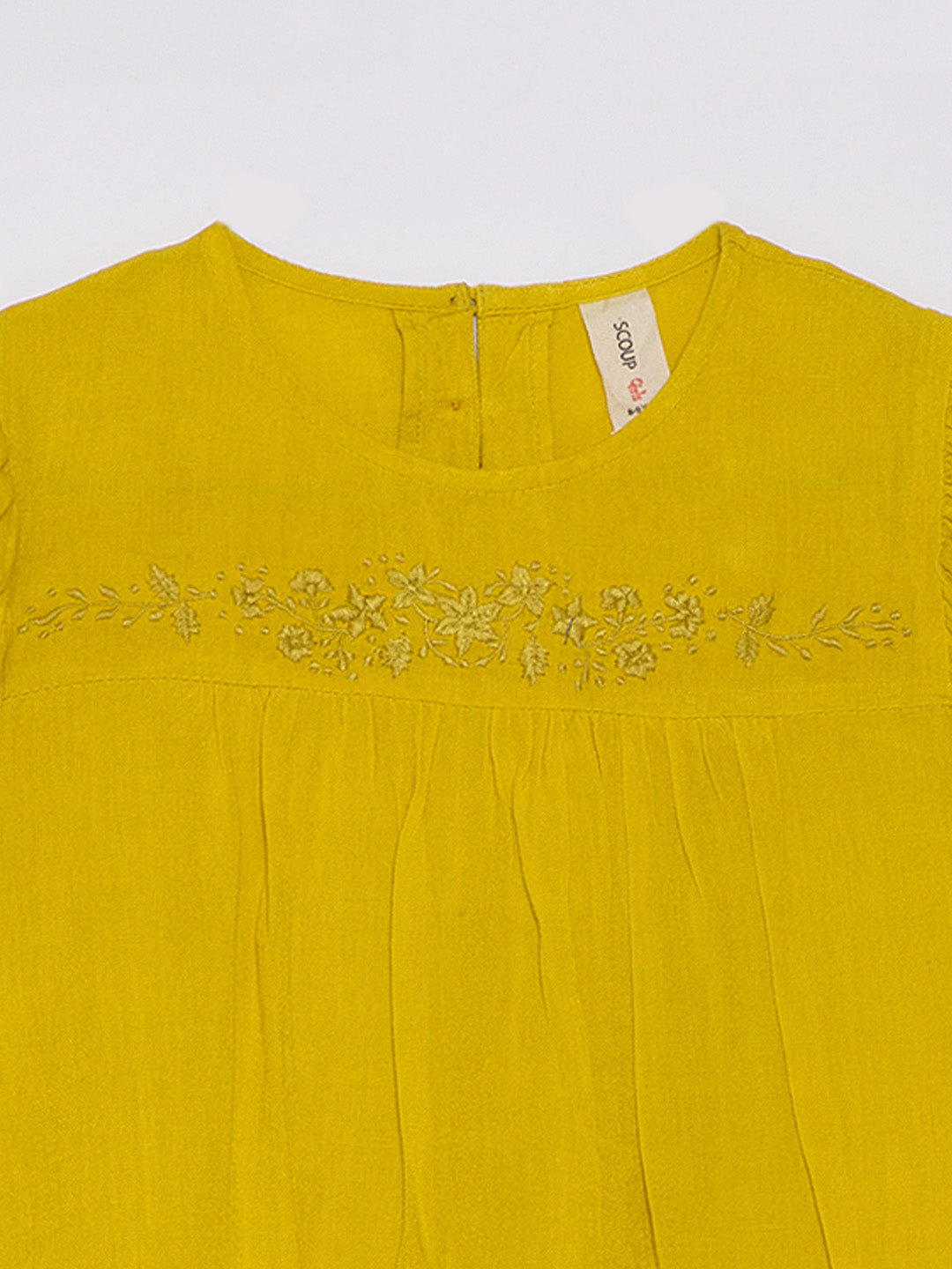 Scoup Yoke Embroidered yellow top