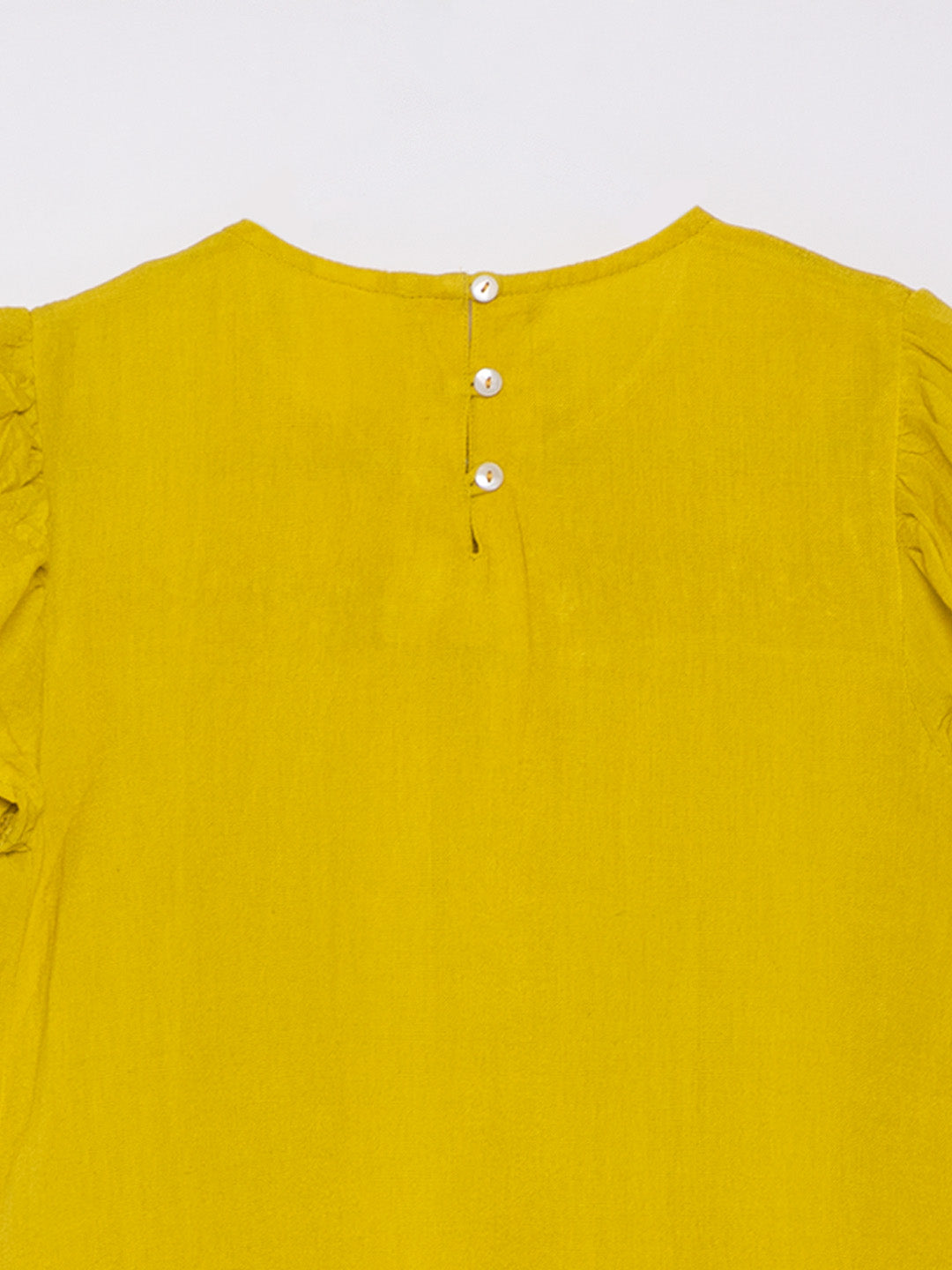 Scoup Yoke Embroidered yellow top