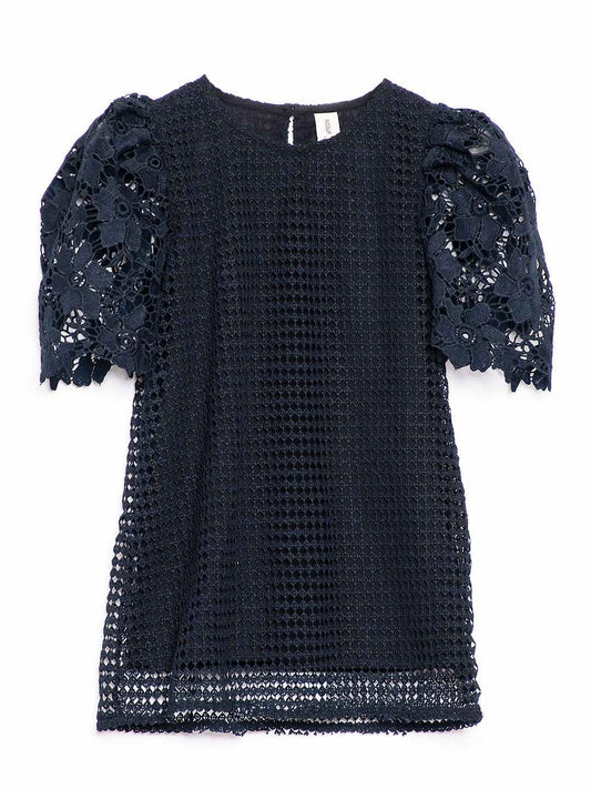 Scoup Puff Sleeve Lace Party Dress