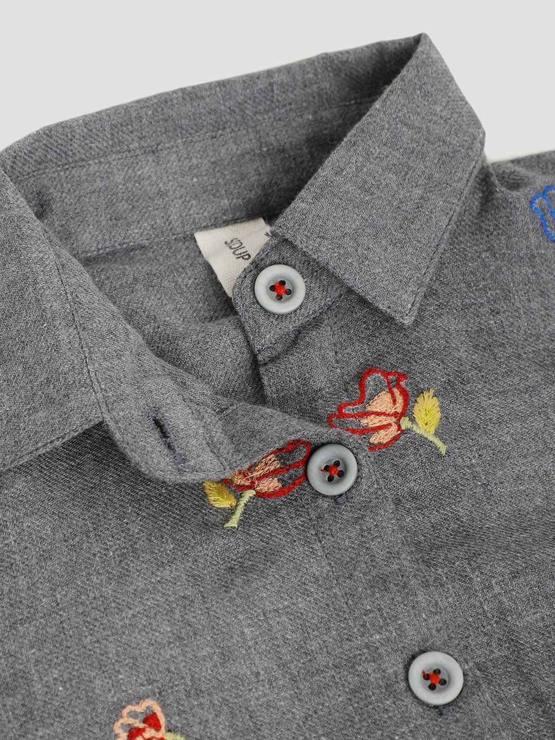 Grey Embroidered Shirt Tunic