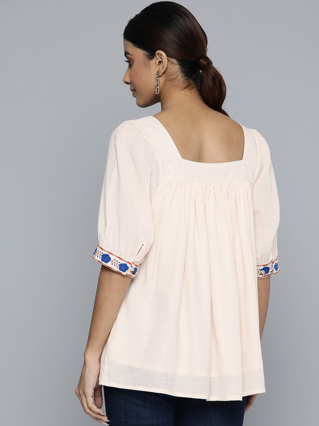 Scoup cream-embroidered-square-neckline-top