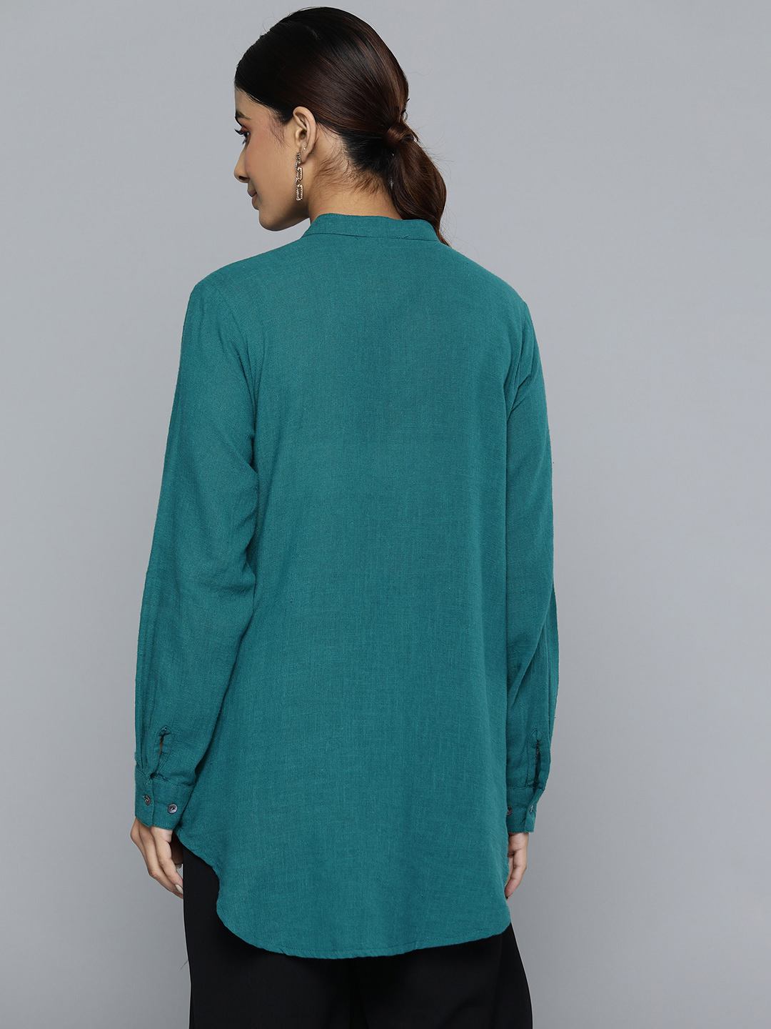 Scoup green-pleated-frill-top-with-front-button-opening