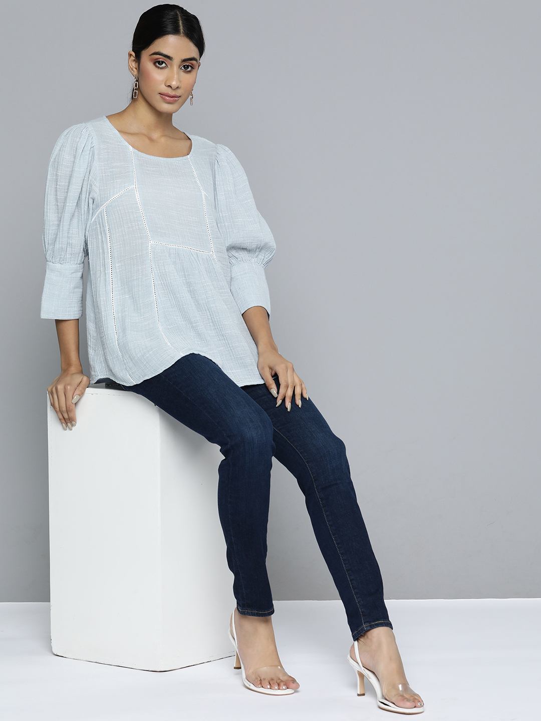 Scoup lace-detailed-a-line-top-in-light-blue-cotton-slub