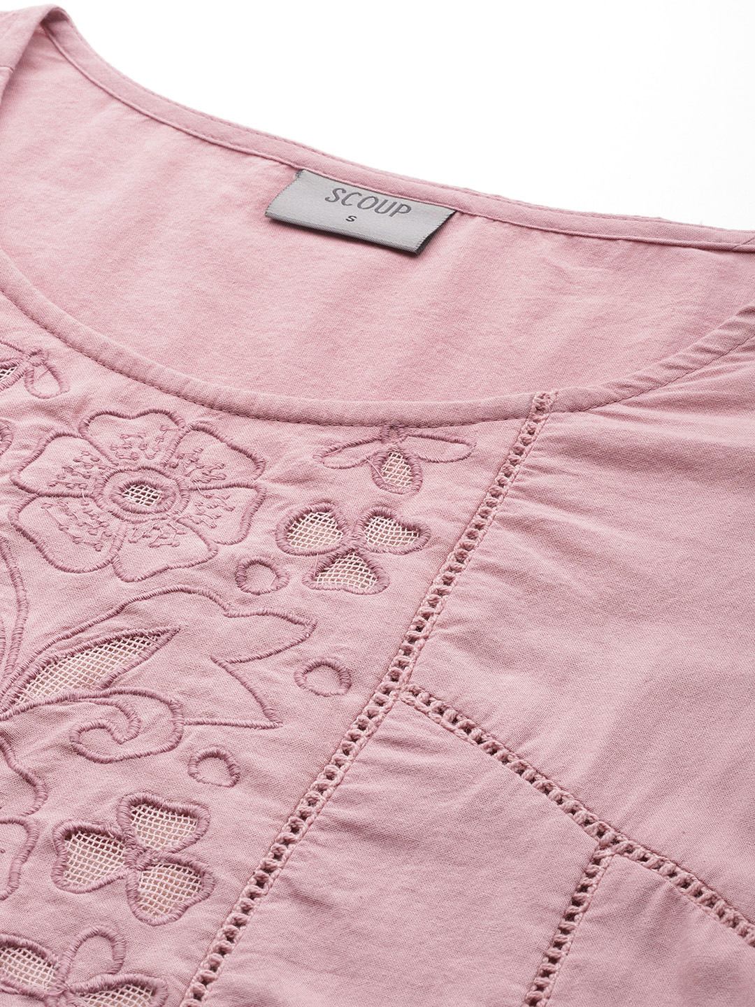 Scoup purple-applique-and-lace-detail-embroidered-tunic