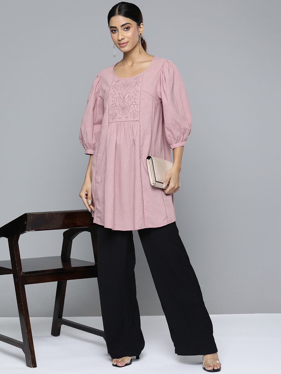 Scoup purple-applique-and-lace-detail-embroidered-tunic