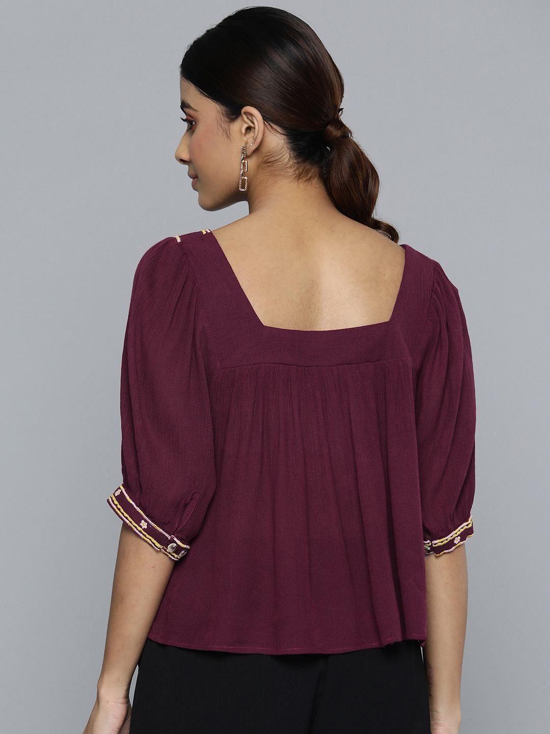 Scoup square-neckline-maroon-embroidered-crop-top