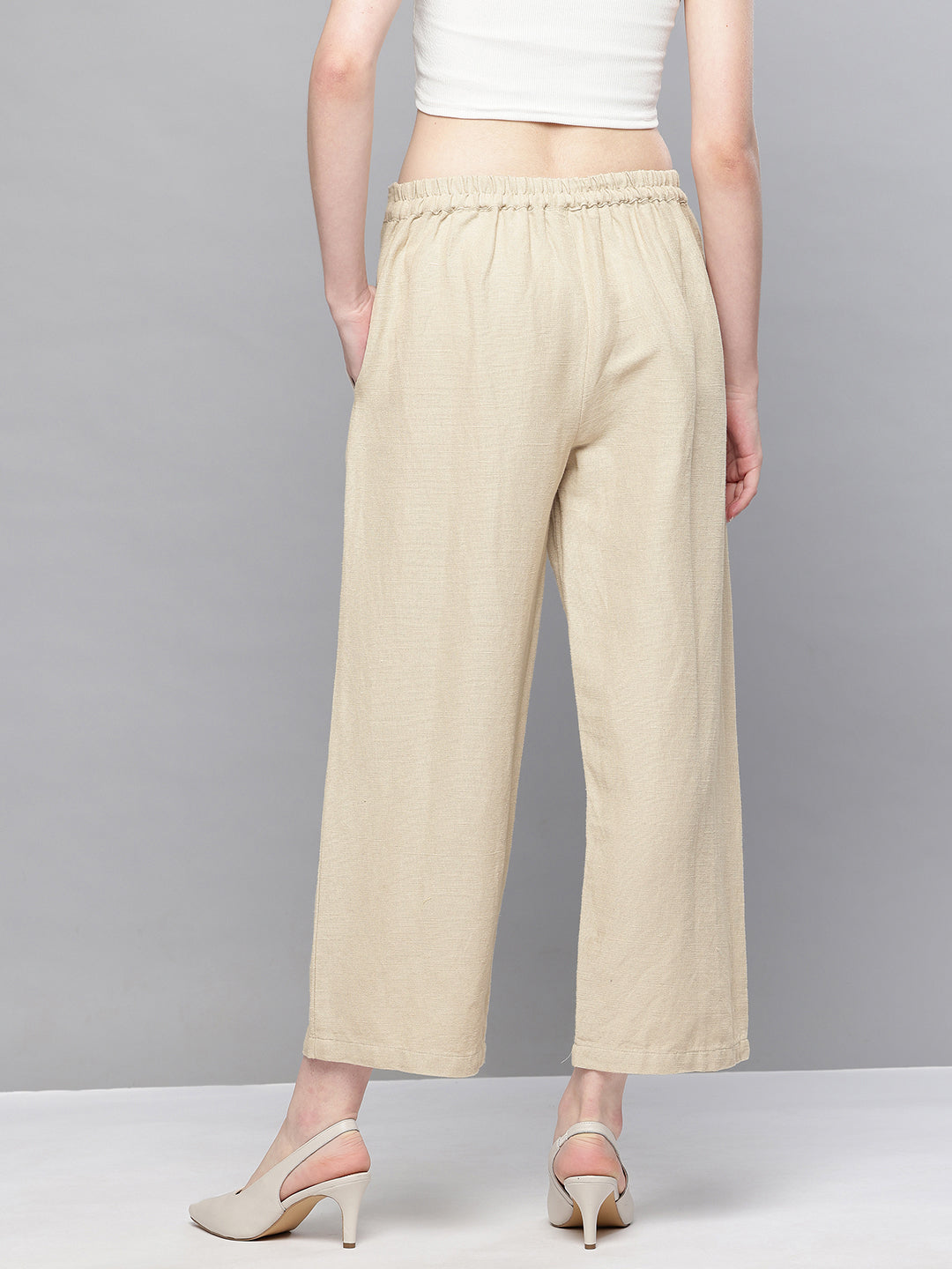 Cotton blend straight fit pants