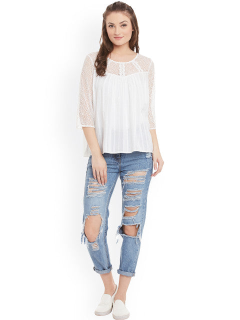 White cotton lace top
