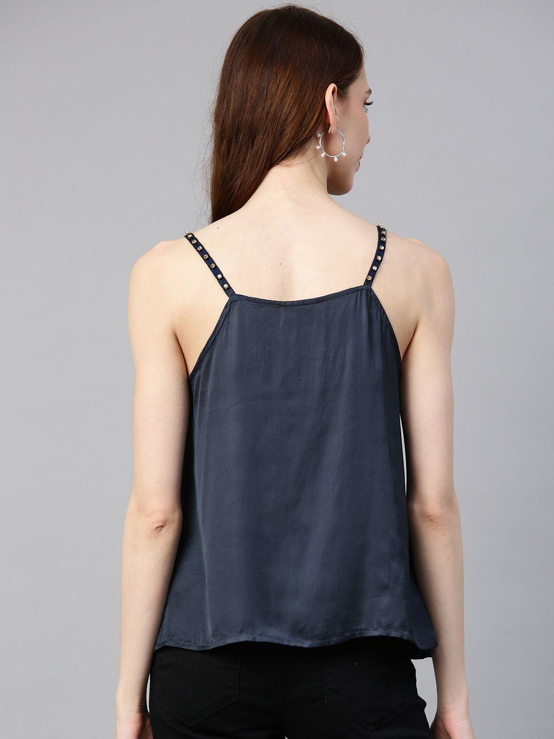 Embellished Navy Cami Top