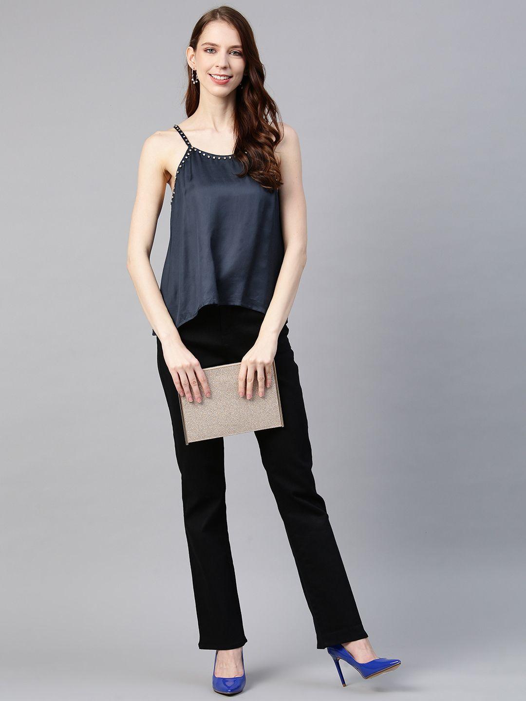 Embellished Navy Cami Top
