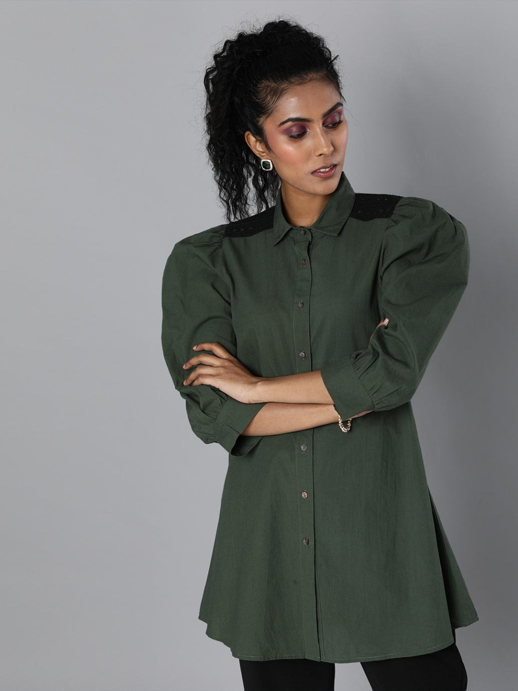 Lace insert shirt tunic