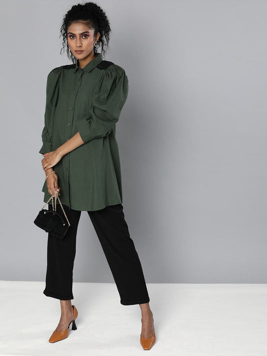 Lace insert shirt tunic