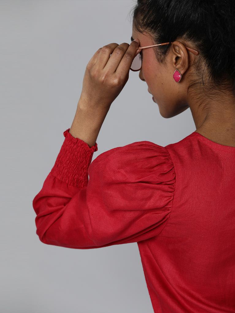 Volume Sleeves Linen Top