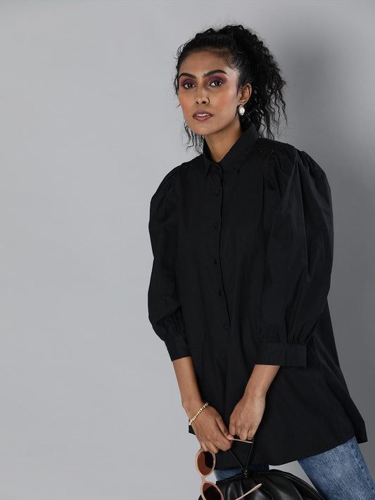 Black Lace insert shirt tunic
