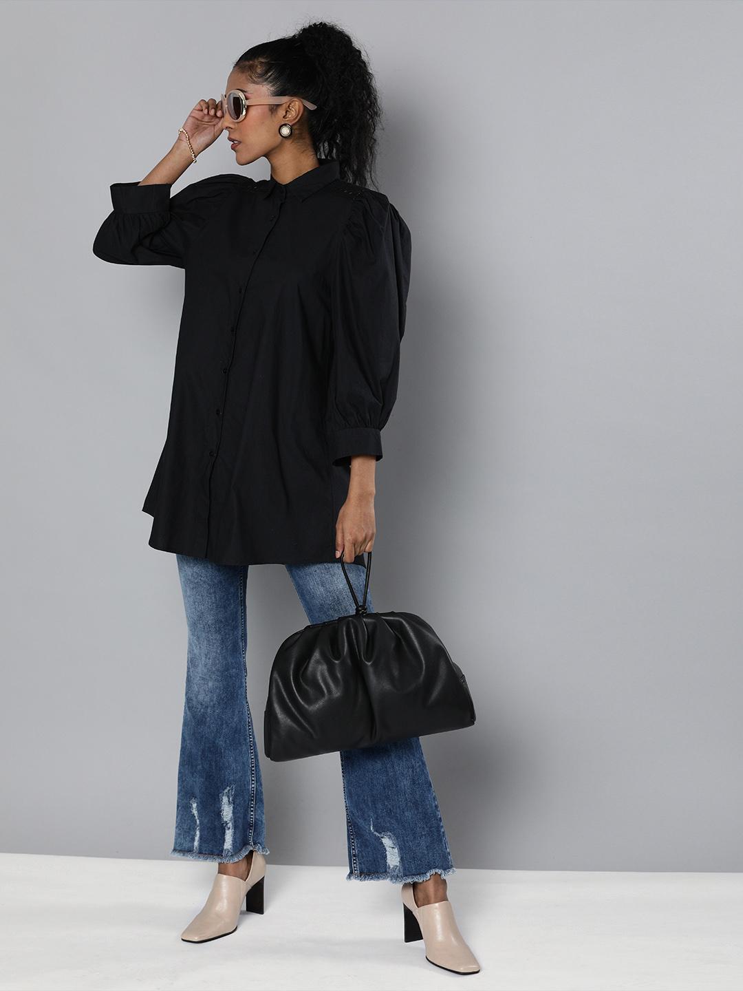 Black Lace insert shirt tunic