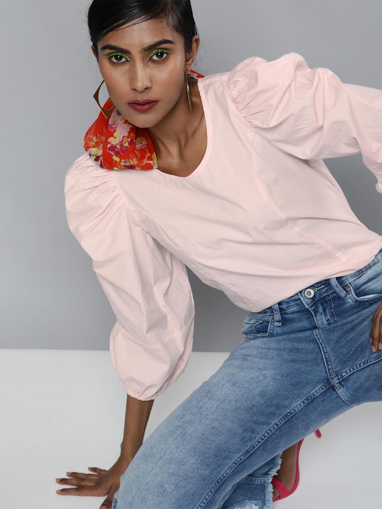 Volume Sleeves Pink Top