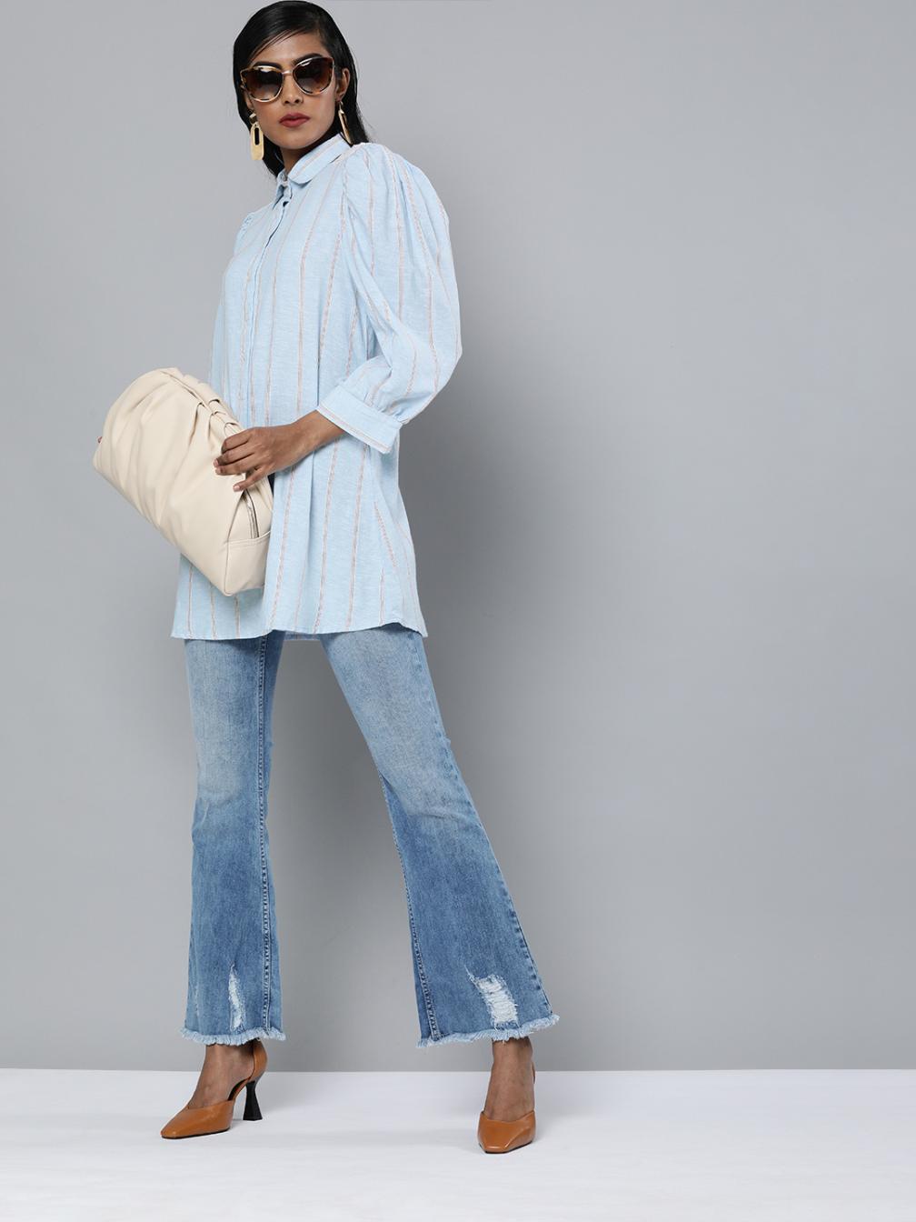 Striped Lace insert shirt tunic