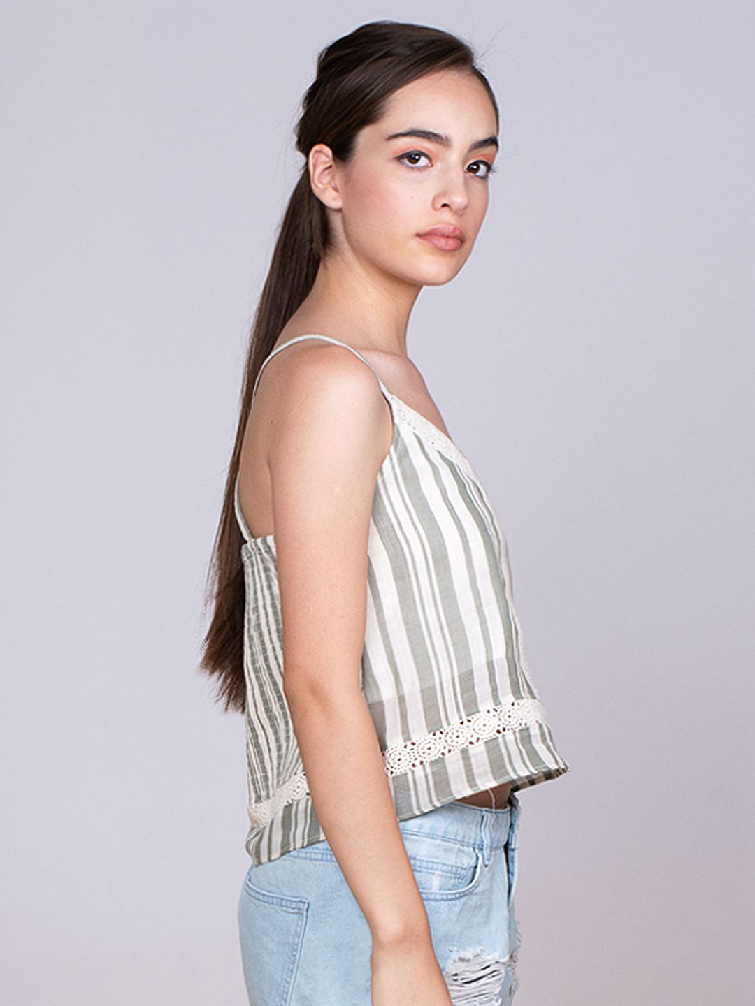 Strappy striped bralette top