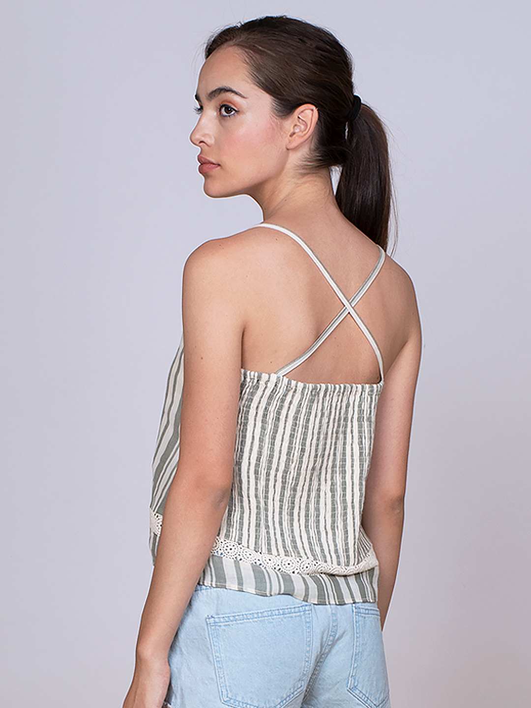 Strappy striped bralette top