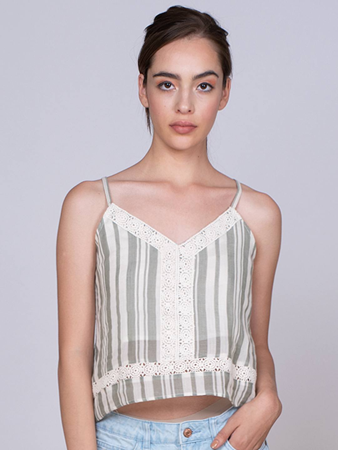 Strappy striped bralette top