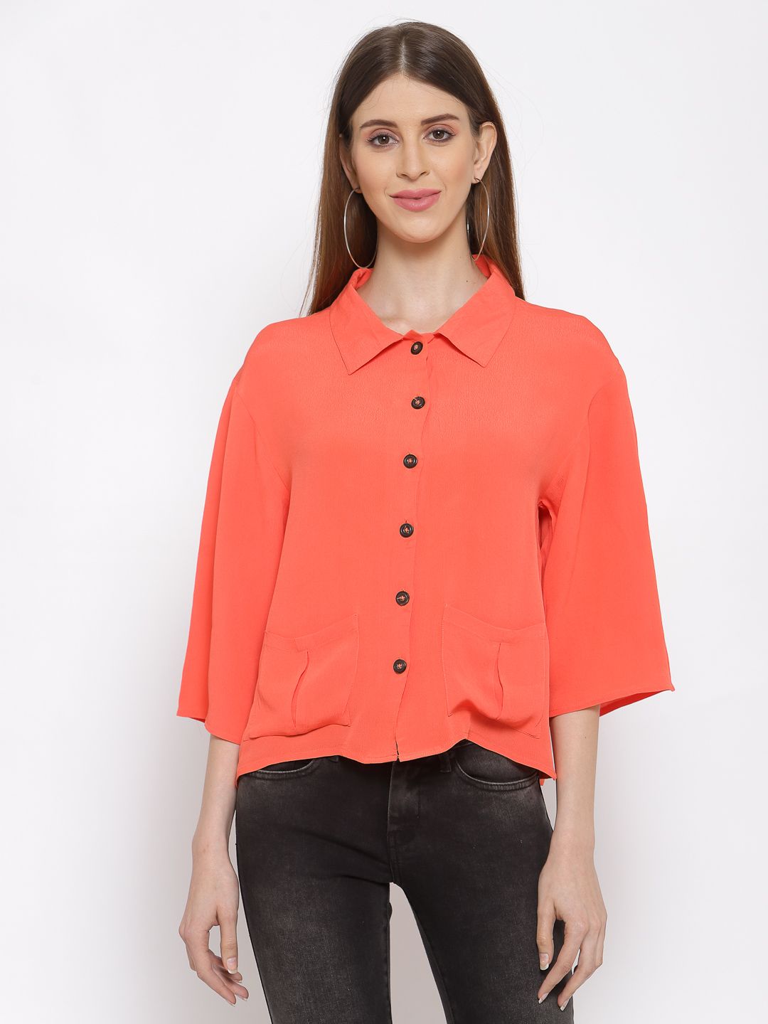 Casual Collar Moss Crepe Shirt