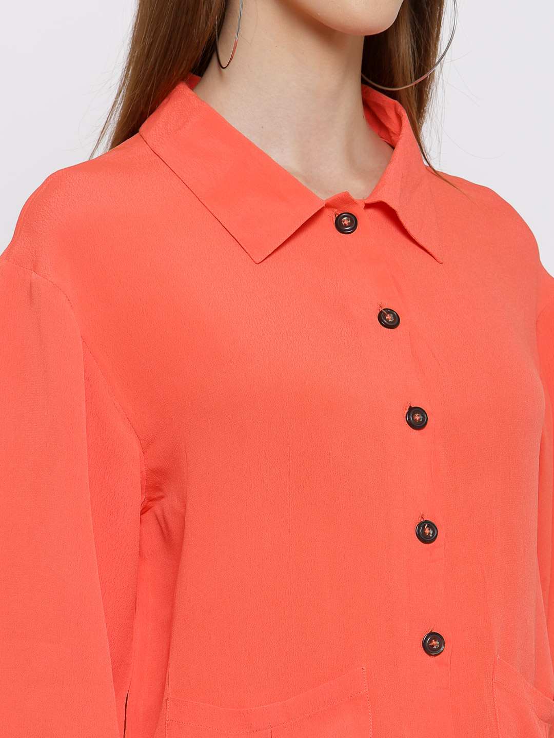 Casual Collar Moss Crepe Shirt